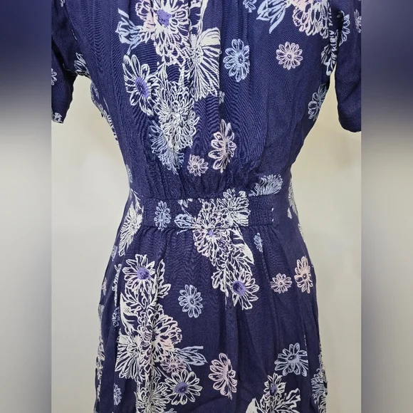 Free People Hawaiian Floral Navy Wrap Dress - Picture 4 of 10
